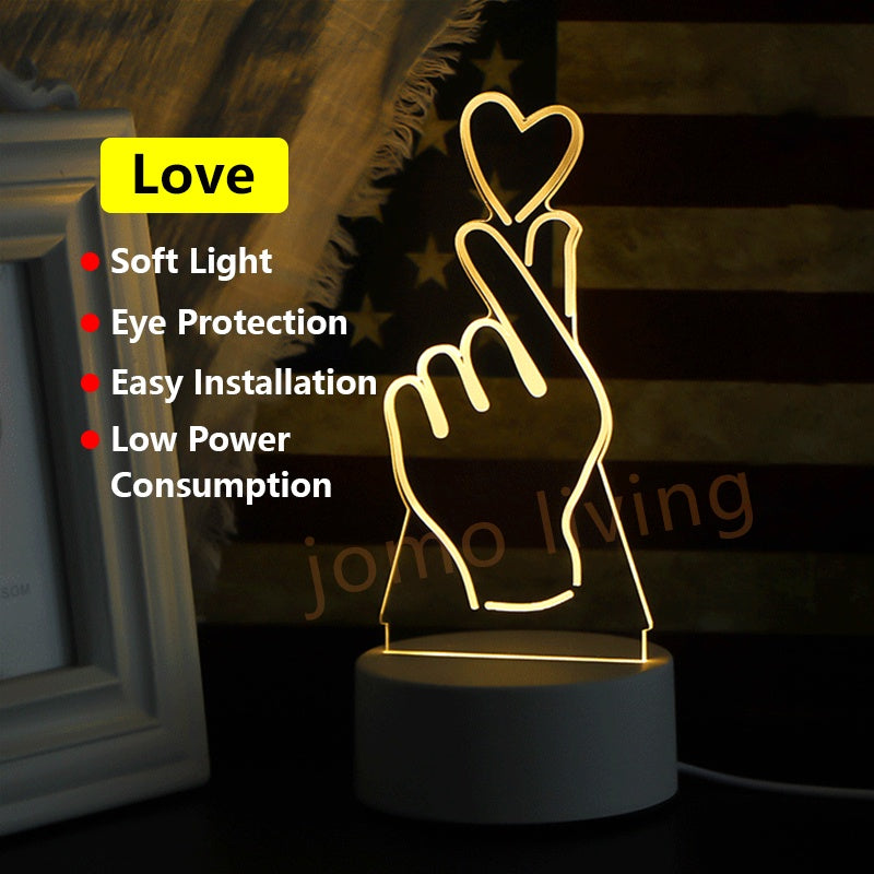 3D LED Light Gift Warm Light Bedroom Table Lamp USB Light Birthday Gift Idea Vday Present