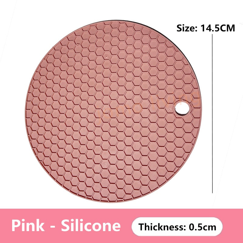 14.5cm Rubber Insulation Pads Round Honeycomb Silicone Coaster Placemat Anti-slip Table