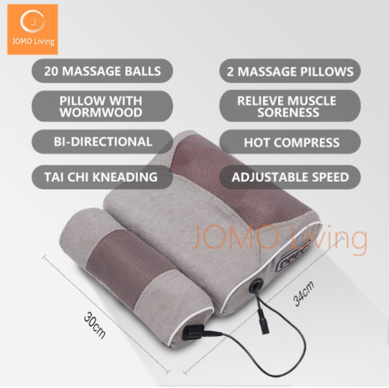 Double Combination Wormwood Electrical Massage Pillow Shoulder Neck Massager