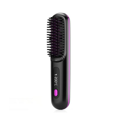 Portable Hair Straightener Comb Negative Ions Keratin Coated