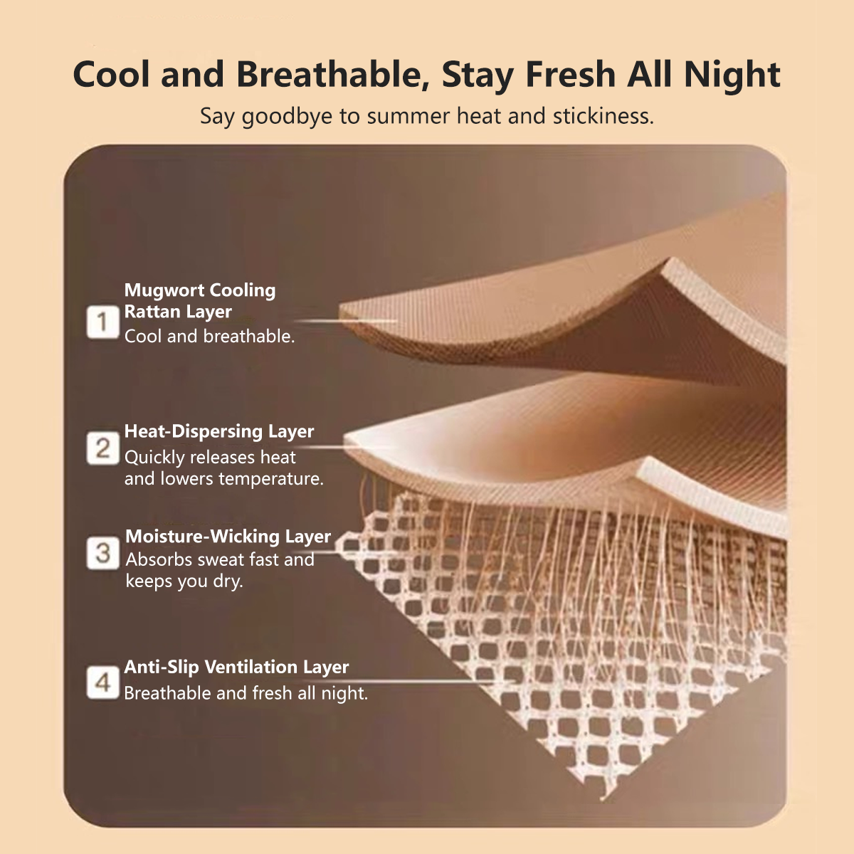 Wormwood Cooling Mat 3-Piece Set Skin-Friendly Breathable Mat Summer Sleeping Mat – Mugwort Anti-Mosquito, Foldable