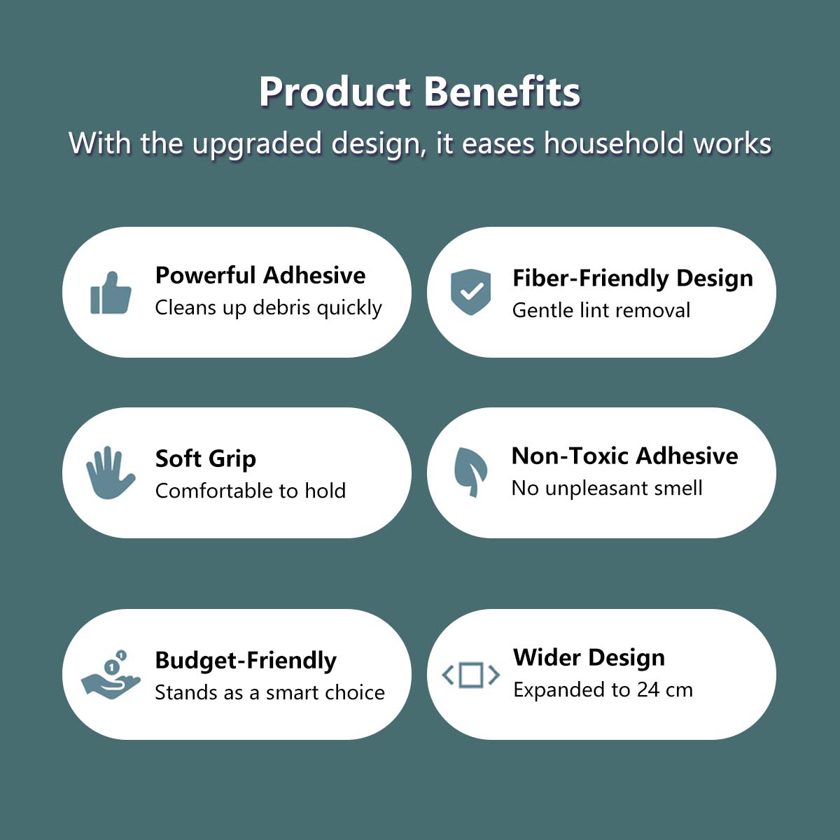 Sticky Lint Roller 24cm Wide Roller Powerful Adhesive Fiber-Friendly Design Budget-Friendly