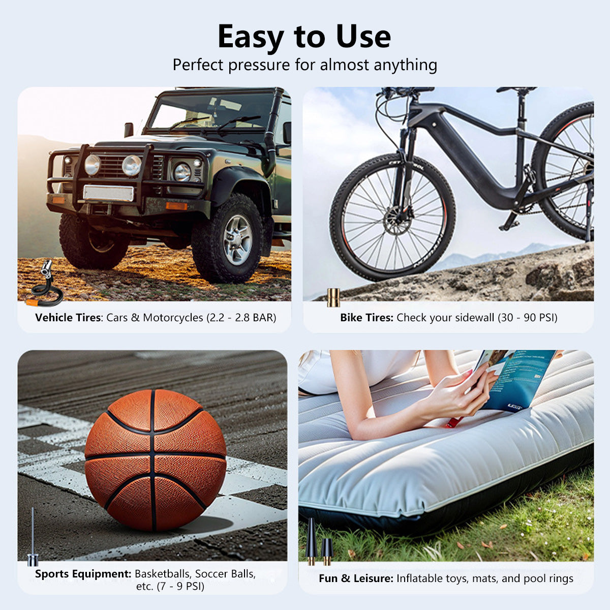 Multifunctional Portable Electric Air-Pump Digital Display Rechargeable Battery Tire Pressure