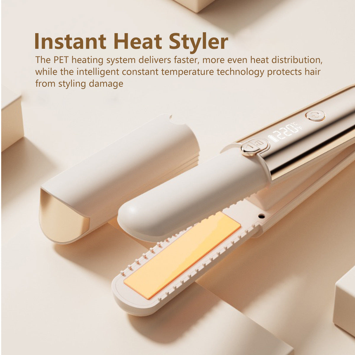 2-in-1 Mini Wireless Hair Straightener 7 Level Portable Type-C Rechargeable Power Bank