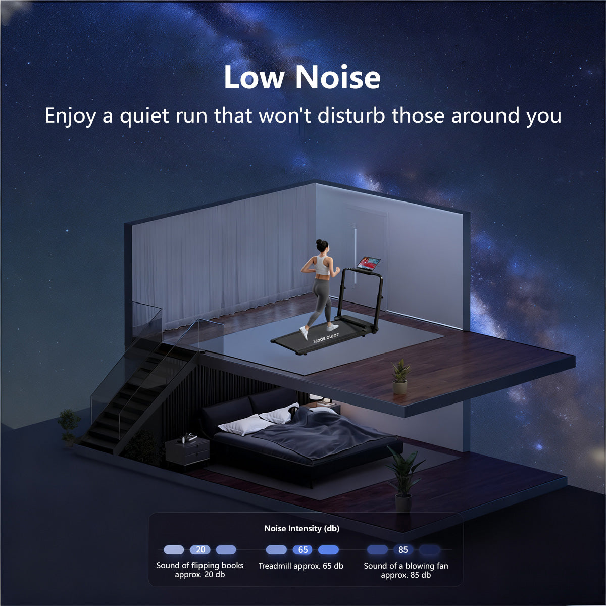 JOMO 2 in 1 Foldable Treadmill | 150kg Load | 3HP Motor | Remote Control | Home Use