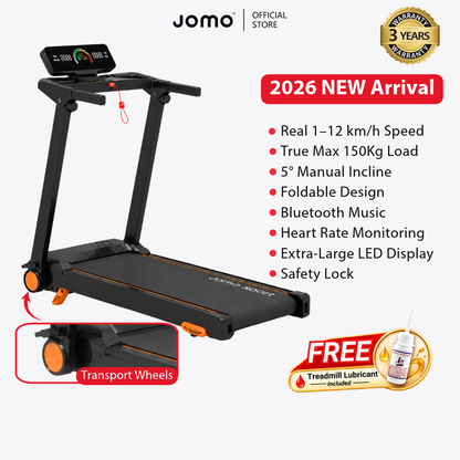 JOMO T560A Foldable Treadmill Walking Pad 1-12km/h 150kg Home Gym Fitness Running Machine 跑步机