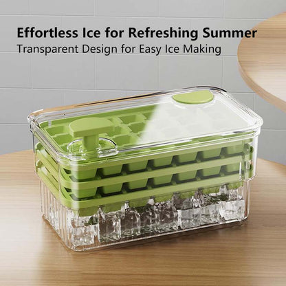Dual-Press Ice Cube Tray - Easy Release No-Spill Design BPA-Free