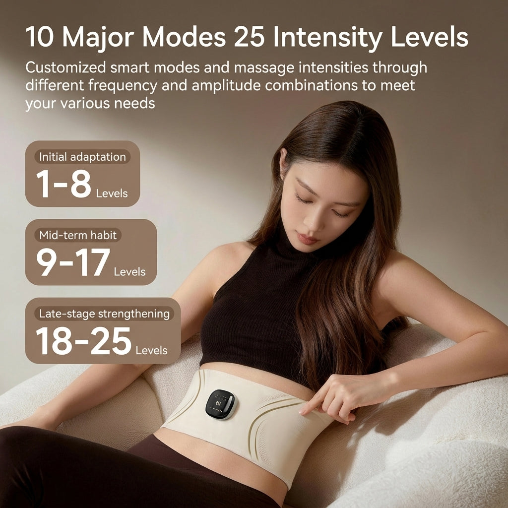 JOMO EMS Waist Belt Abdominal Slimming Massage Belt Heat Toning Silver Ion Waist Trainer