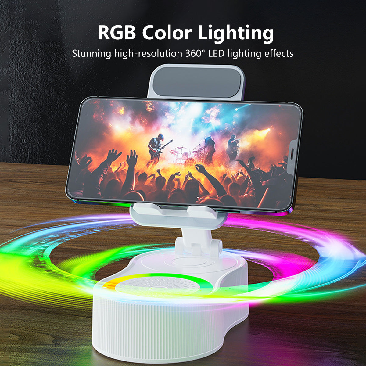 ✨4-in-1 Bluetooth Speaker Stand – 1800mAh Battery RGB Light, 360° Rotate, Foldable & Phone Holder