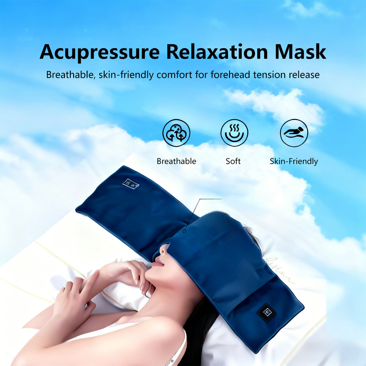 Thermal Gravity Head Wrap Weighted Steam Eye Mask USB 5V Heated Ultra-Soft Grey