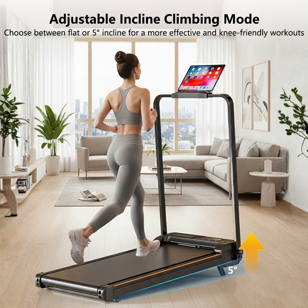 ✅2026 NEW✅ Treadmill Armrest + Slope Design Low Noise Indoor Foldable Treadmill