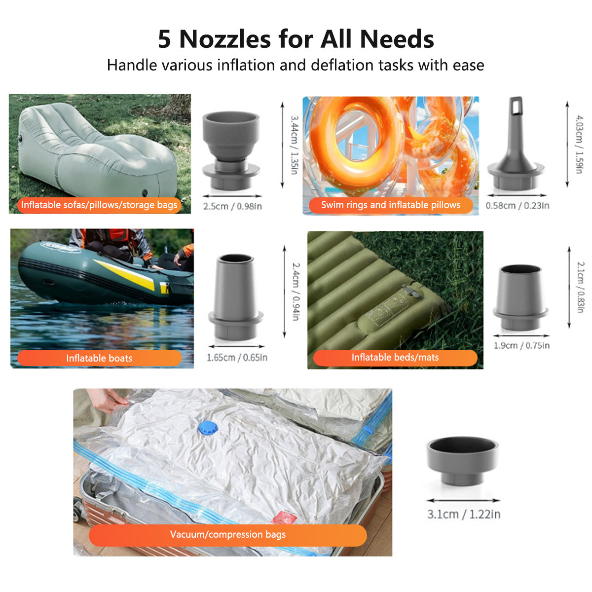 Multi-Function Air Pump Inflate & Deflate Lighting Portable Outdoor Camp Air Pump