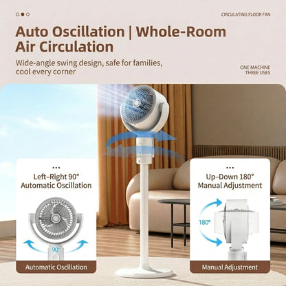 JOMO Cordless Floor Fan Oscillating Quiet Remote Timer USB Adjustable Standing Air Circulator Fan 空气循环扇
