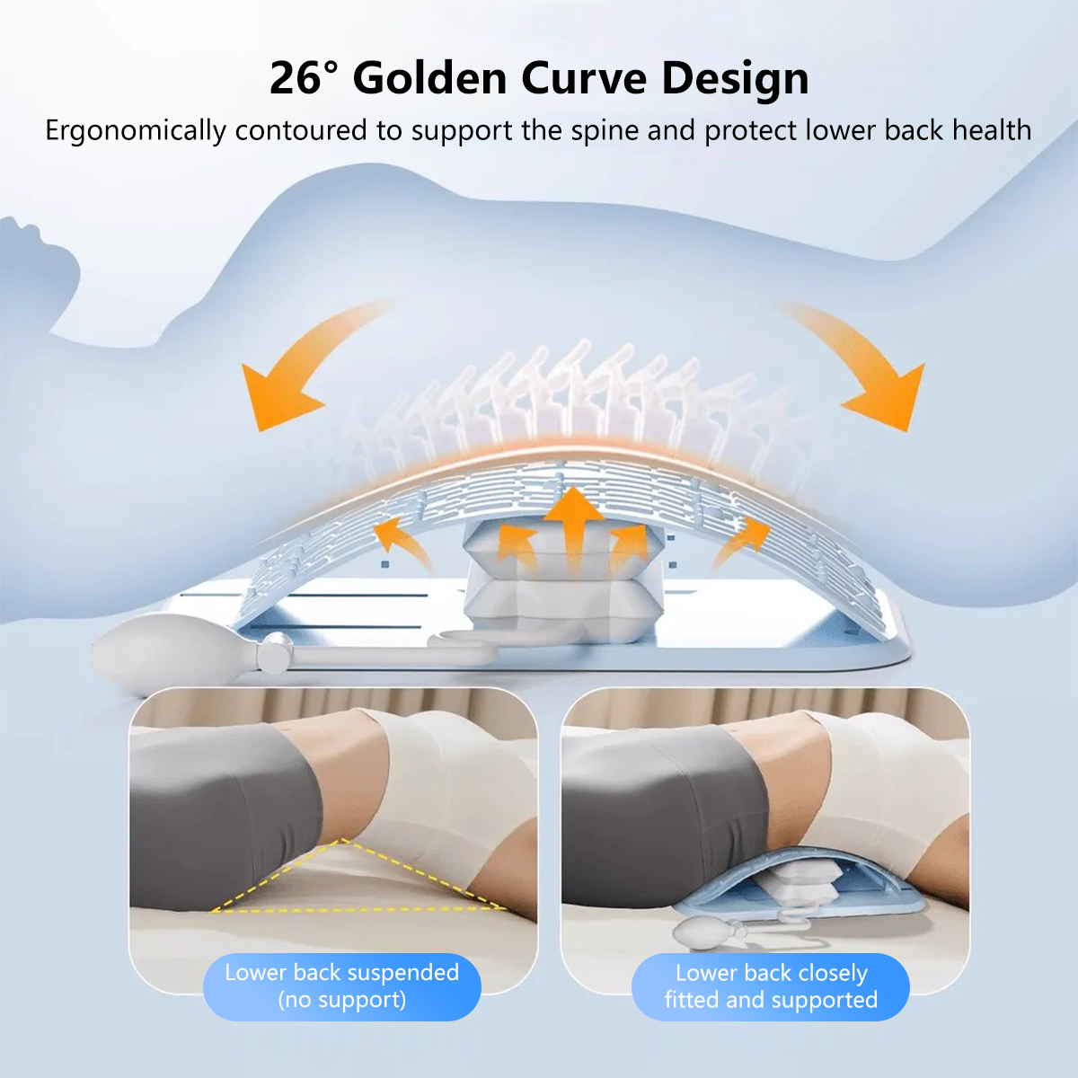 JOMO Airbag Lumbar Stretcher Dual Use Sitting and Lying Adjustable Height Air Cushion Support Ergonomic Fit