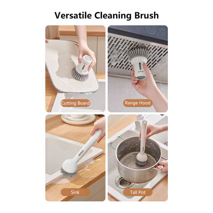 Multi Function Pot Brush Rotating Long-Handle & Refillable Short-Handle Pot Brush Set