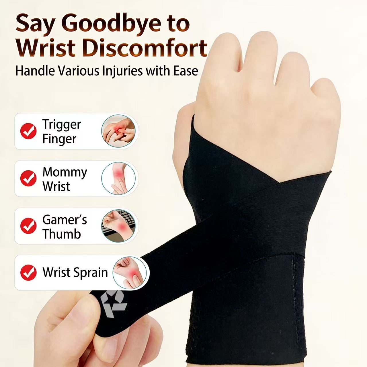 JOMO Compression Wrist Support Brace Breathable Adjustable Carpal Tunnel Pain Relief Mommy Thumb 护腕带