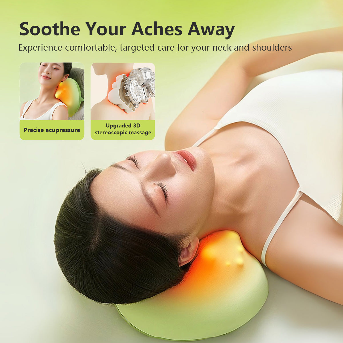 Cordless Heating Massage Pillow Kneading Pillow with Heat For Back Neck Shoulder Home & Car Use
