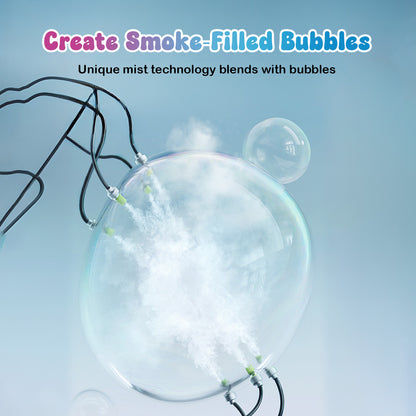 Magic Smoke Bubble Machine with LED Automatic Bubble Blower Toy for Kids