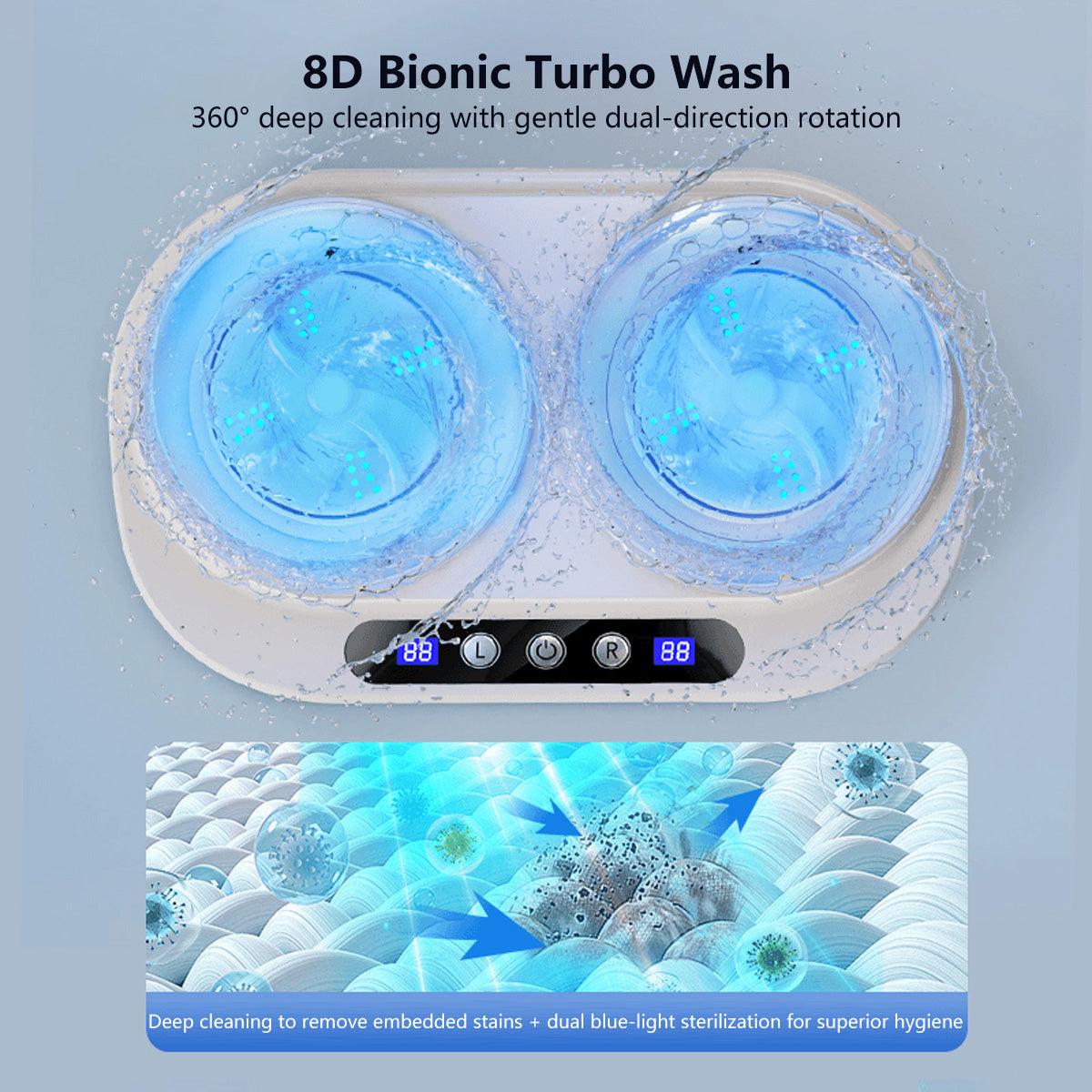 Wireless Blue Light Sterilization Mini Washing Machine Portable Washer Underwear Socks Laundry Cup