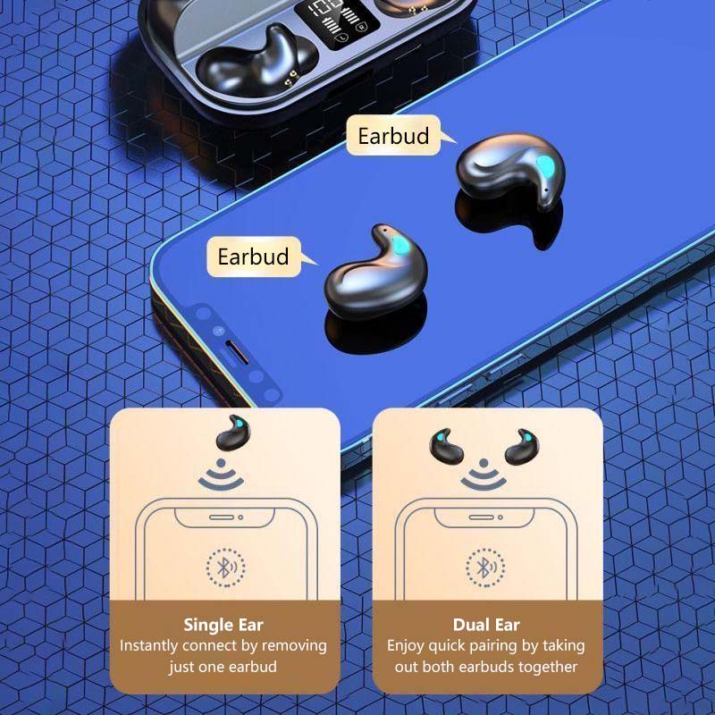 Wireless Bluetooth Sleep Headphones Invisible Earbuds with Noise Cancelling HiFi Sound Quality Ultra-Long Battery Sleep Friendly