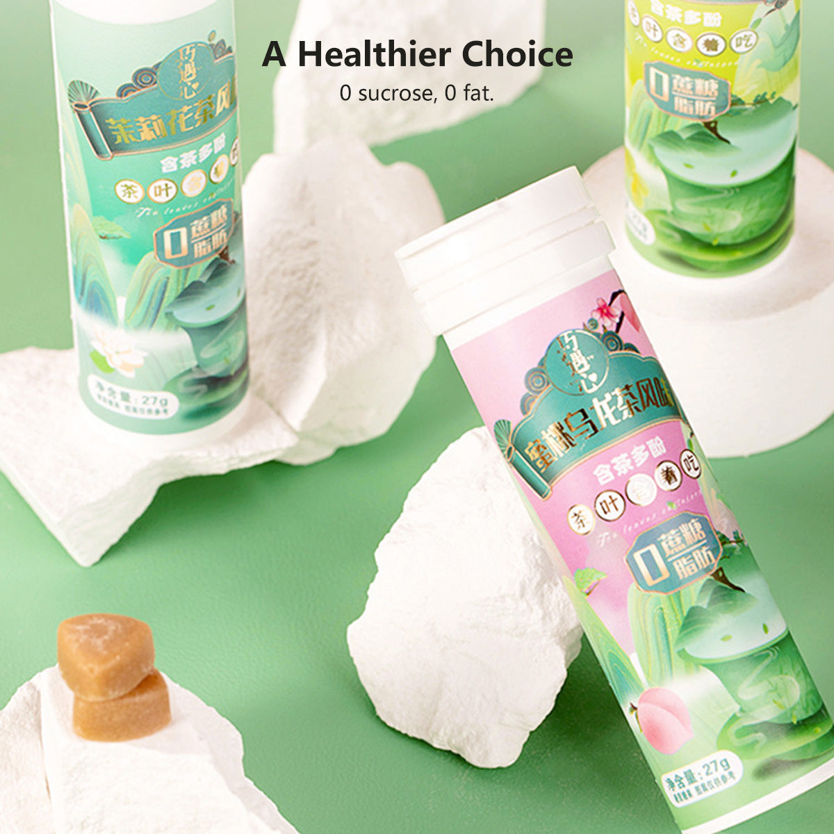 Fresh Breath Tea Lozenges Peach Oolong Tea Green Grape Oolong Tea Jasmine Tea Candy (27g/bottle)