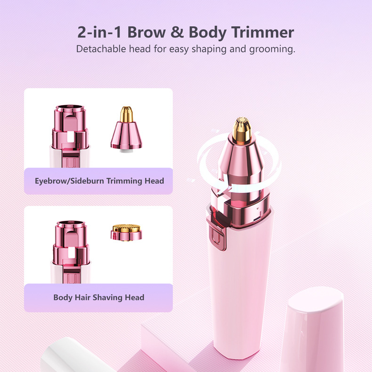 2-in-1 Detachable Blade Head LED Electric Eyebrow & Body Hair Trimmer