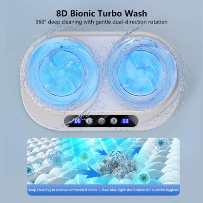 Dual-Cup Separation Mini Wireless Washing Machine Blue-Light Sterilization