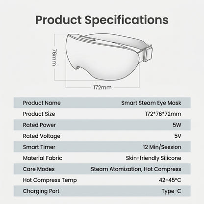 Smart Steam Eye Massager Nano Mist Hot Compress 3D Eye Care Relieve Fatigue