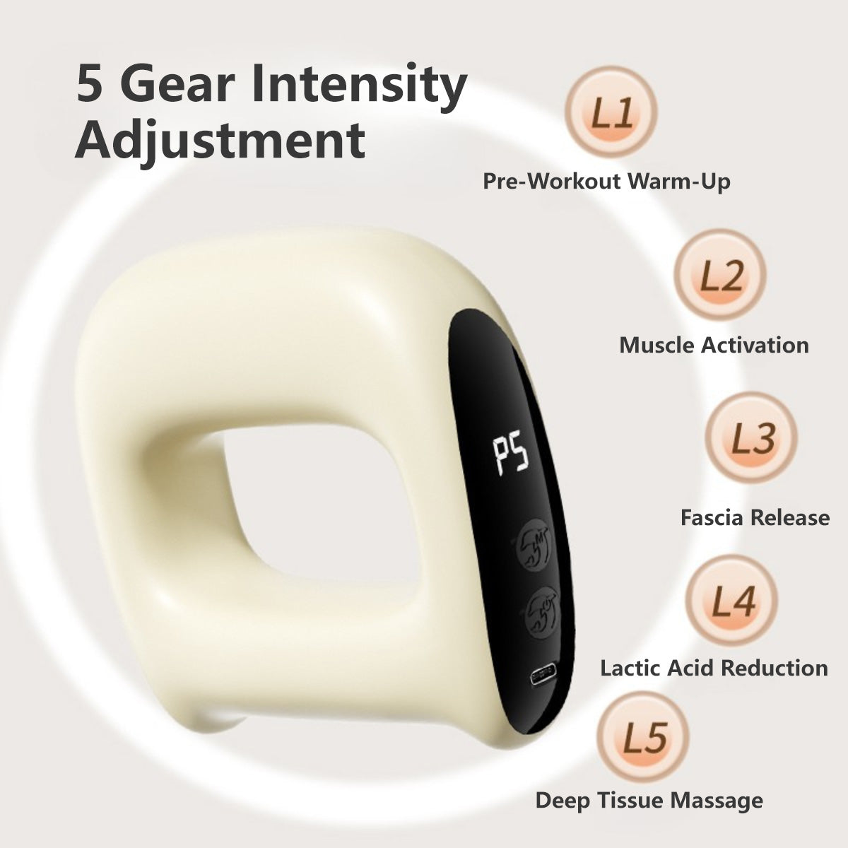 JOMO 2-in-1 Fascia Massage Ring Abdominal Toning Muscle Relax 5 Levels Vibration Rechargeable
