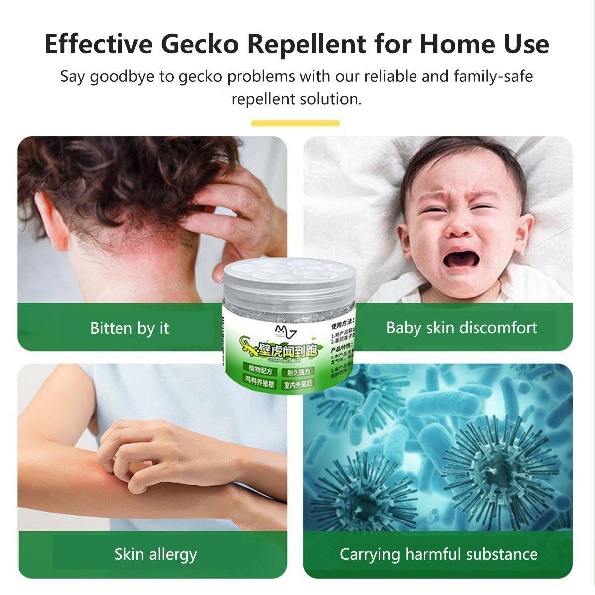 Gecko Repellent Lizard Repellent Natural Plant Ingredient Indoor and Outdoor Use (120g)