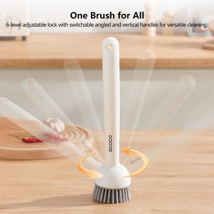 Multi Function Pot Brush Rotating Long-Handle & Refillable Short-Handle Pot Brush Set