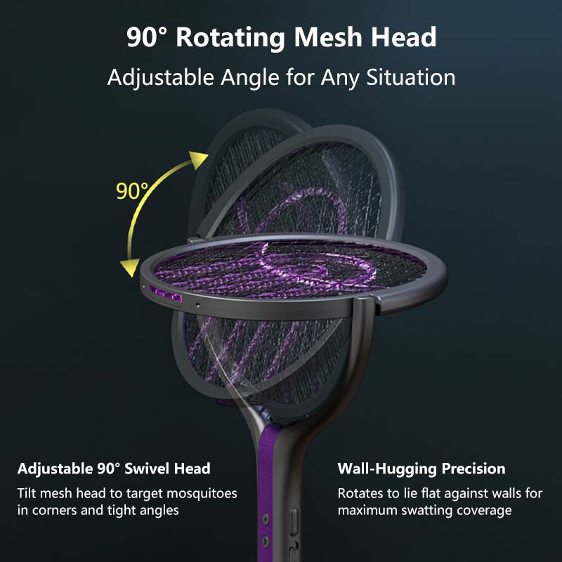 2-in-1 Extendable Mosquito Zapper – High Voltage, Silent Mode, Type-C Charging, Foldable Head, Safe for Home Use