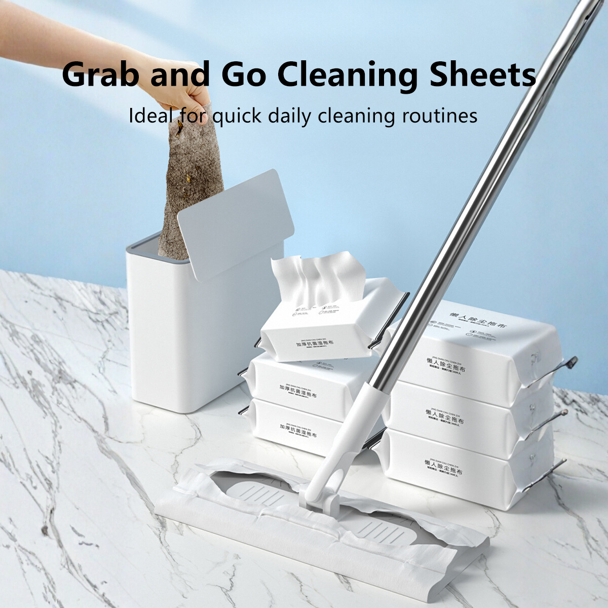 Disposable Cleaning Dry and Wet Wipes for Floor Peel and Toss Grease Duster No Wash Needed