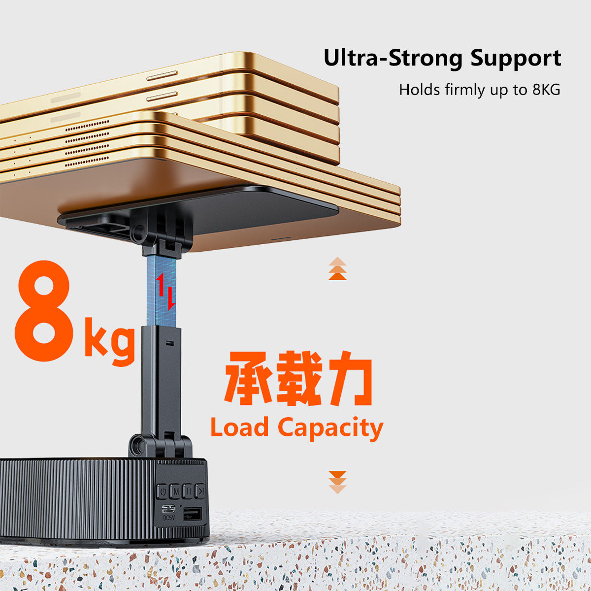 ✨4-in-1 Bluetooth Speaker Stand – 1800mAh Battery RGB Light, 360° Rotate, Foldable & Phone Holder