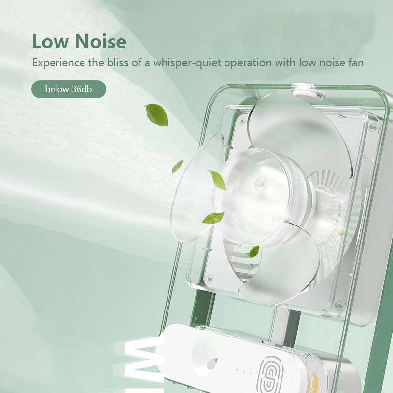 Night Light Cooling Fan 1200mAh Efficient Ventilation Adjustable Vent Low Noise Nano Spray
