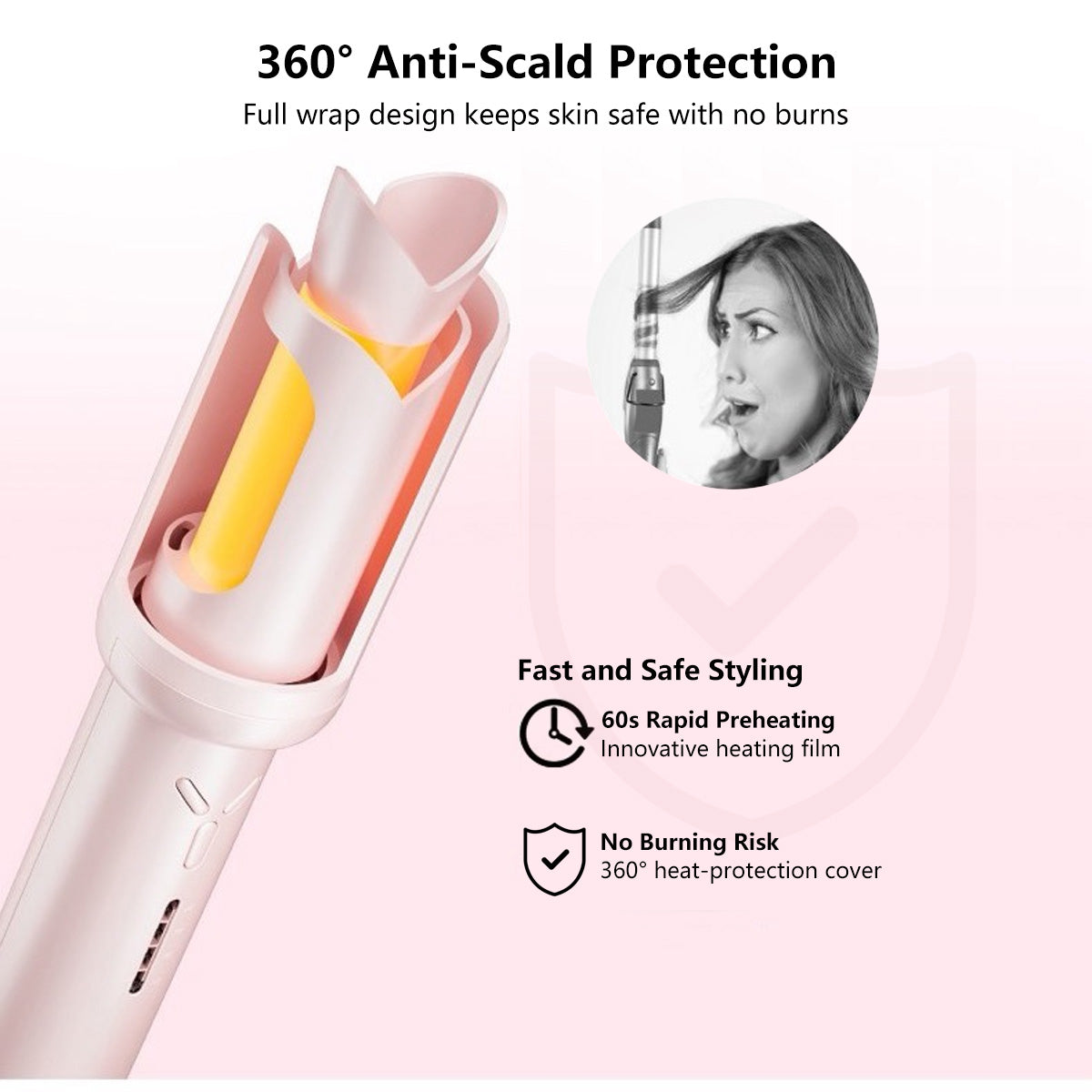 Cordless One-Click Auto Curling Wireless Automatic Anti-Tangle Anti-Scald Portable Curling Iron