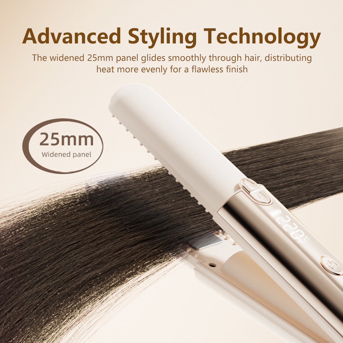 2-in-1 Mini Wireless Hair Straightener 7 Level Portable Type-C Rechargeable Power Bank