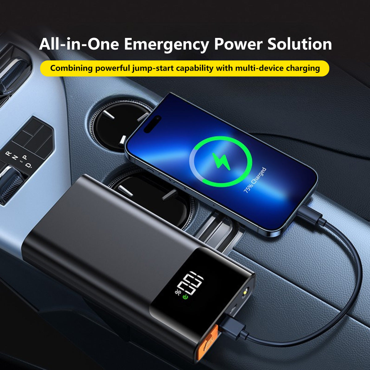 Car Jump Starter Car Power Bank & LED Flashlight Instant Start at 0V for All Vehicles