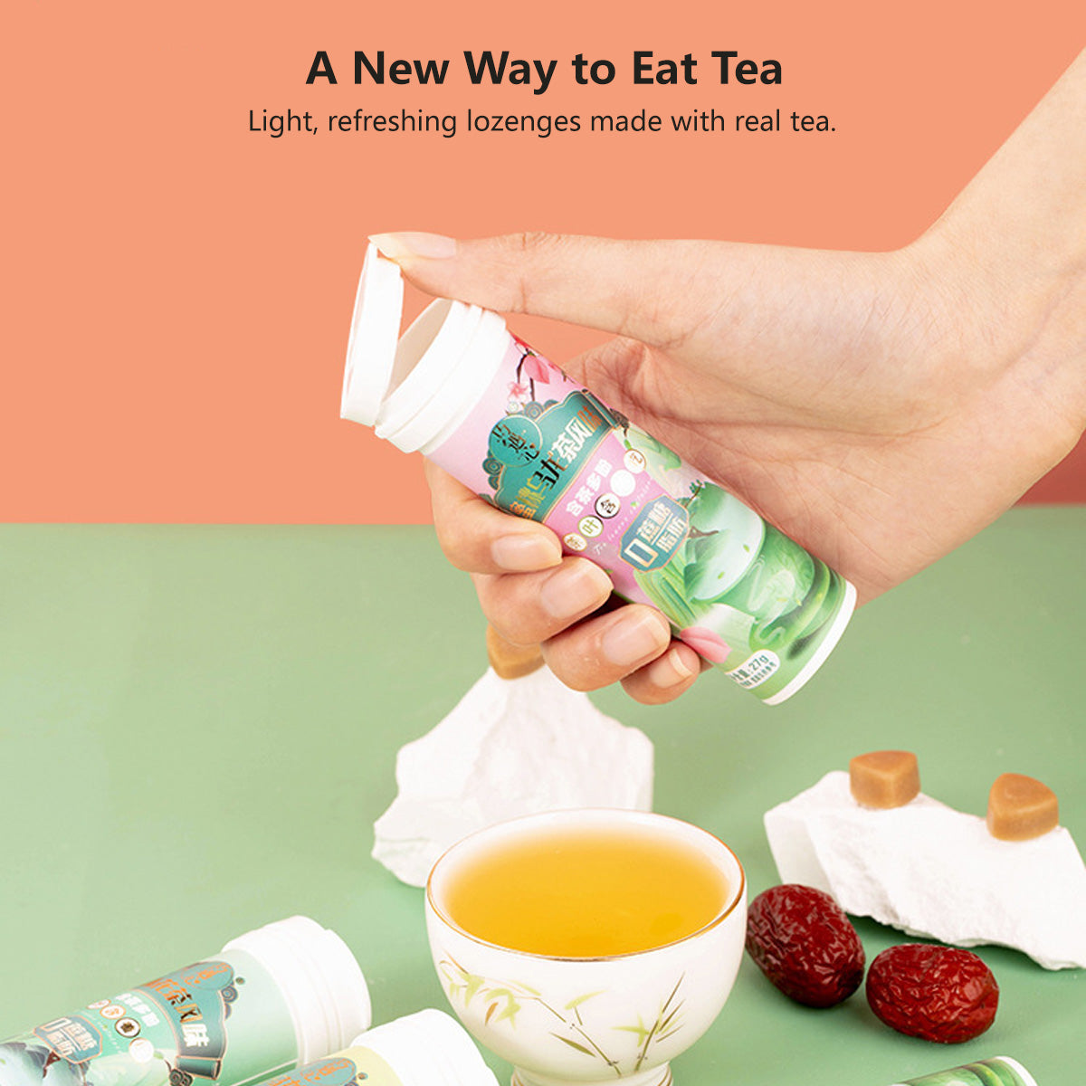 Fresh Breath Tea Lozenges Peach Oolong Tea Green Grape Oolong Tea Jasmine Tea Candy (27g/bottle)