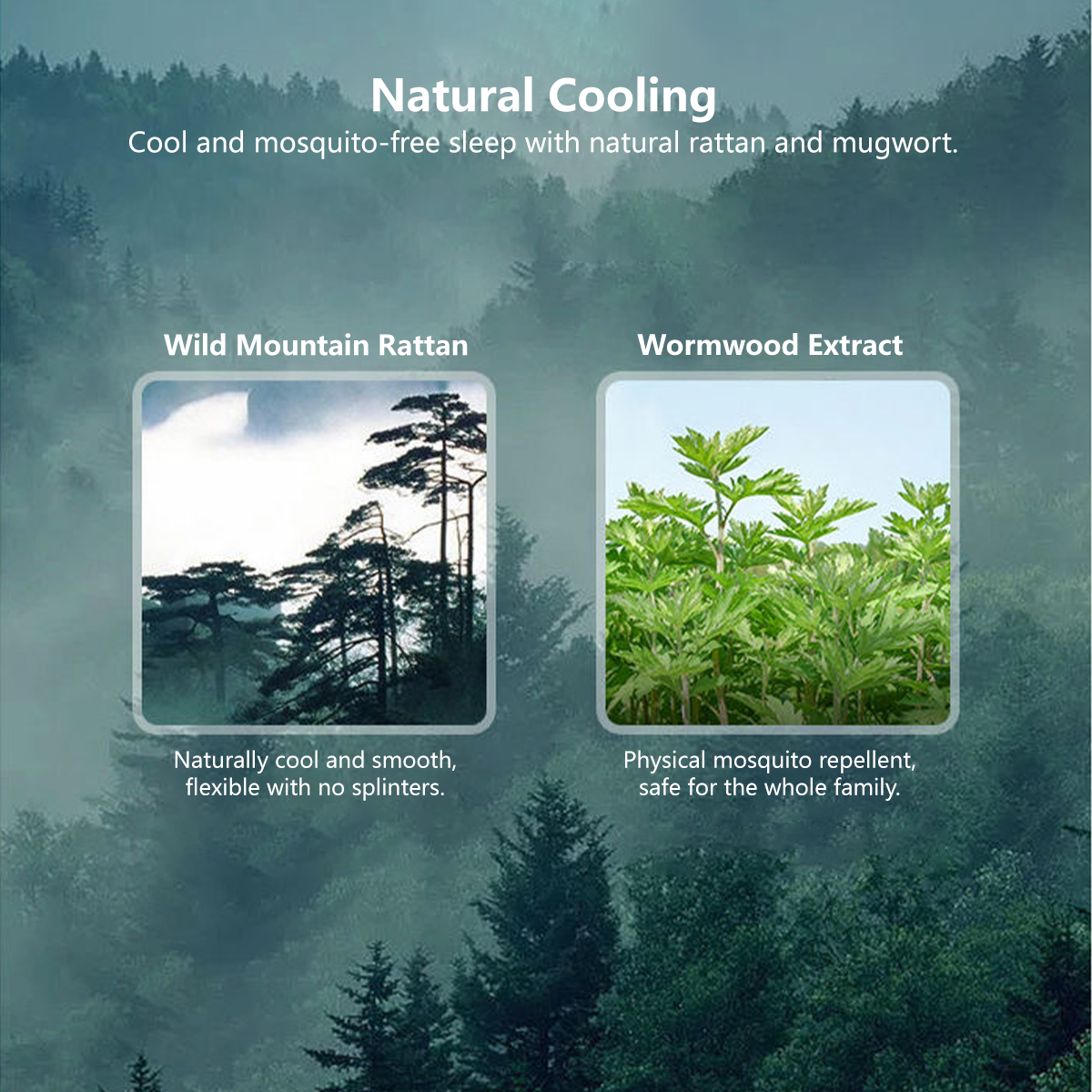 Wormwood Cooling Mat 3-Piece Set Skin-Friendly Breathable Mat Summer Sleeping Mat – Mugwort Anti-Mosquito, Foldable