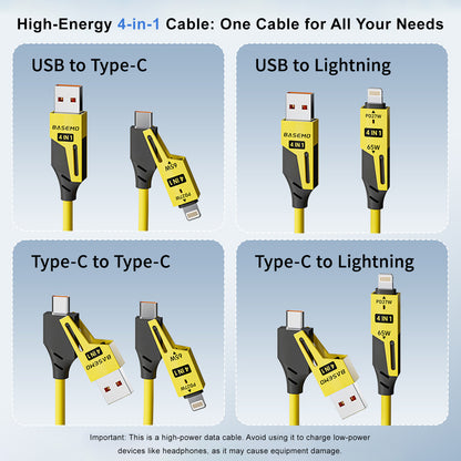 【Buy 1 Free 1】4-in-1 65W Ultra-Fast Charging Lightning Cable