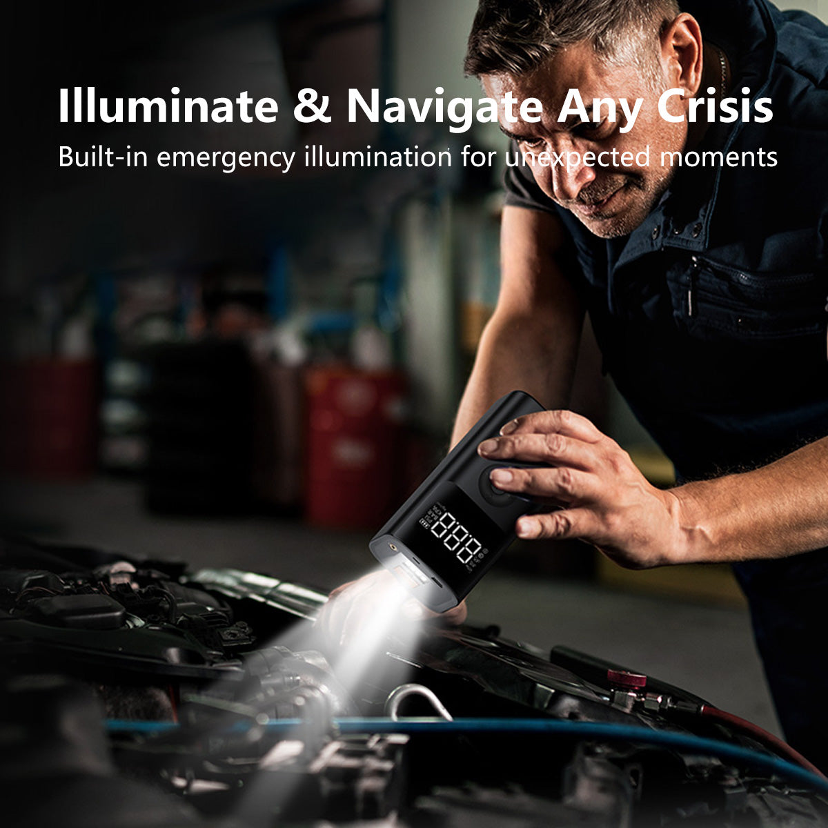 Portable Inflatable Emergency Power Supply Emergency Jump Starter Air Pump PowerBank Emergency Light