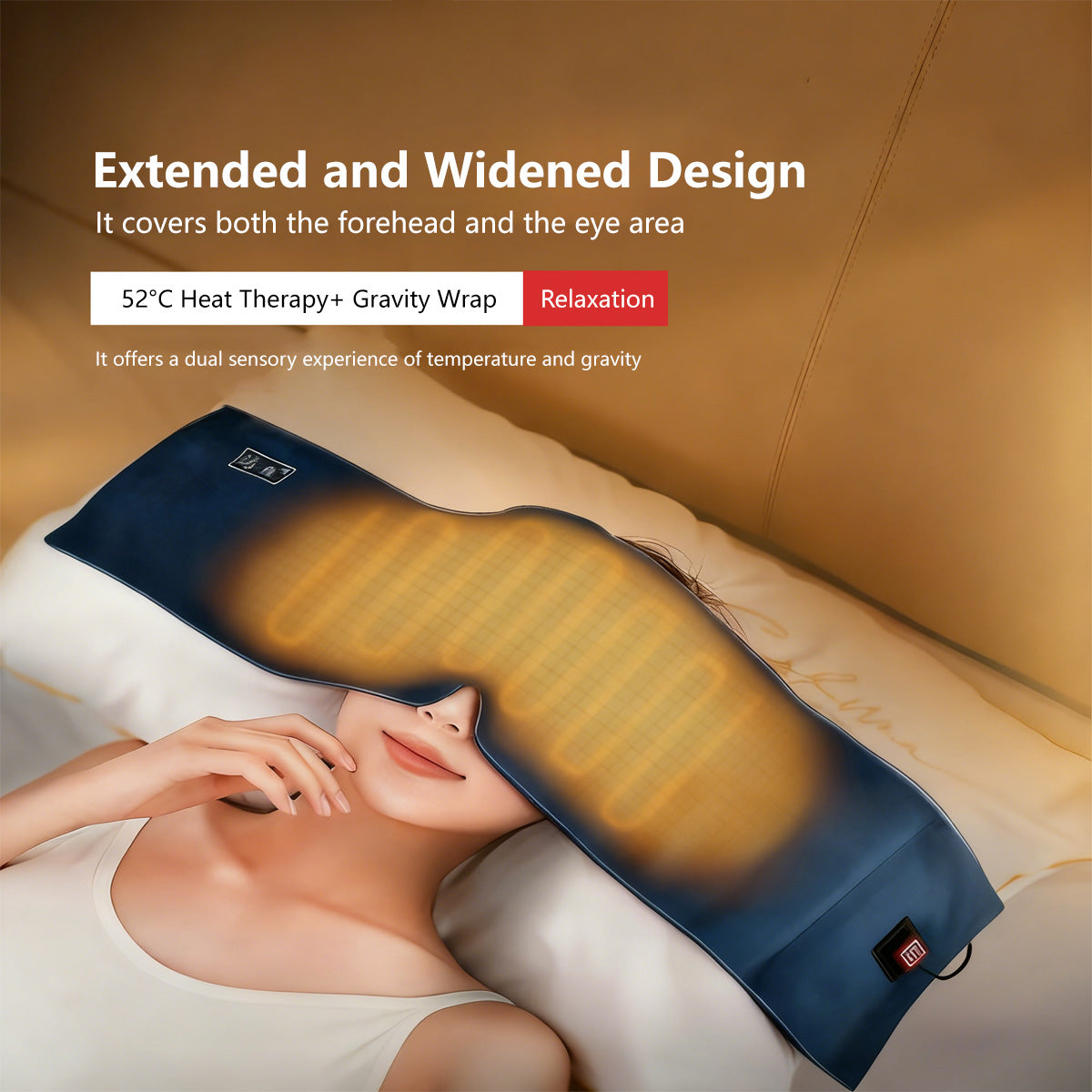 Thermal Gravity Head Wrap Weighted Steam Eye Mask USB 5V Heated Ultra-Soft Grey