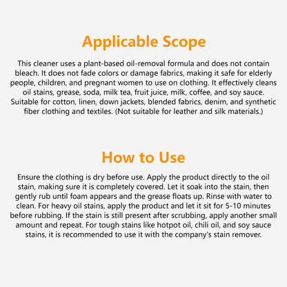 Degreasing Cleaner Oil and Stain Remover Fast Degreasing Gentle on Fabrics (258ml)