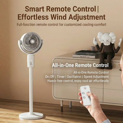 JOMO Cordless Floor Fan Oscillating Quiet Remote Timer USB Adjustable Standing Air Circulator Fan 空气循环扇