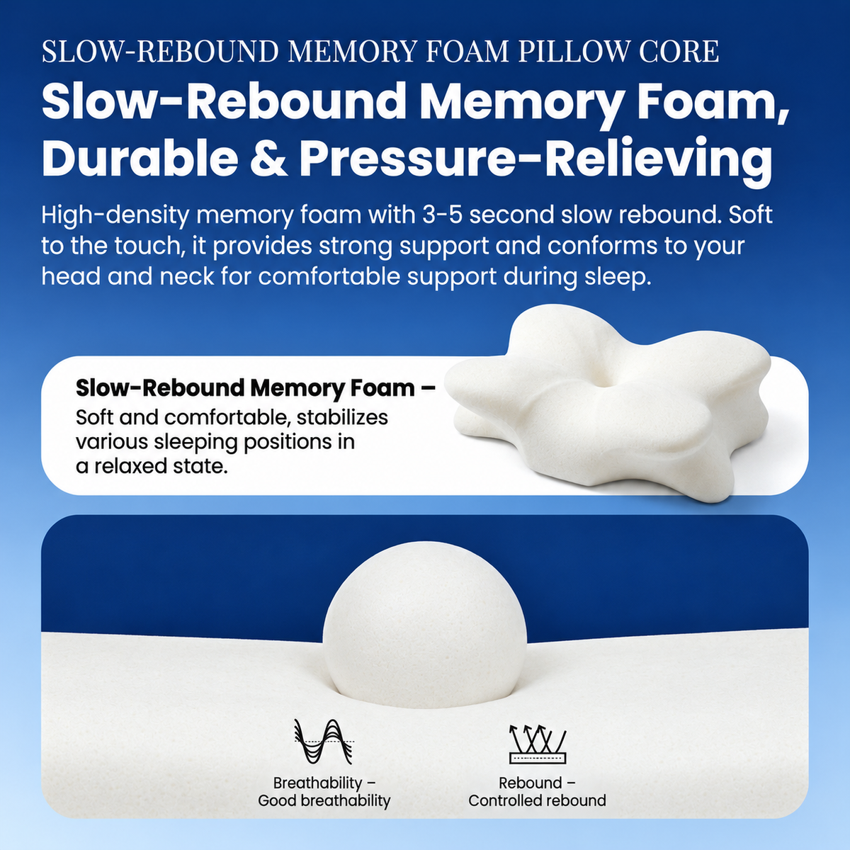 JOMO Premium Butterfly Cervical Pillow Tencel Cool Ergonomic Neck Support Memory Foam Ice Satin