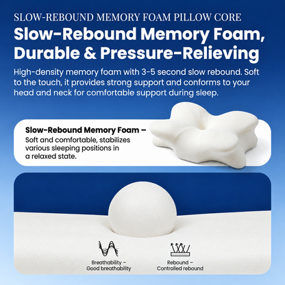 JOMO Premium Butterfly Cervical Pillow Tencel Cool Ergonomic Neck Support Memory Foam Ice Satin