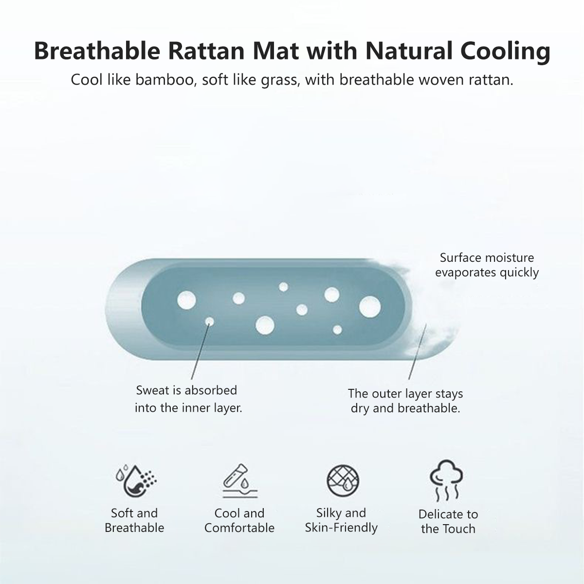 Wormwood Cooling Mat 3-Piece Set Skin-Friendly Breathable Mat Summer Sleeping Mat – Mugwort Anti-Mosquito, Foldable