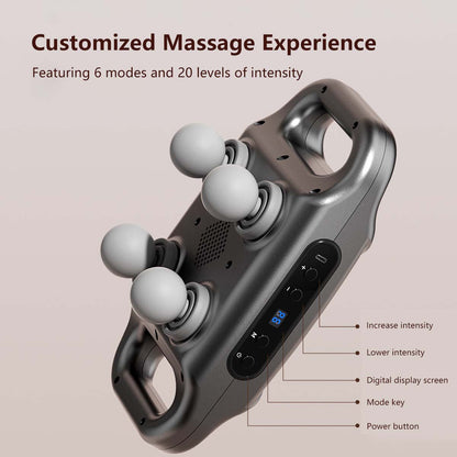 High Intensity 4 Head Body Massage Gun 6 Massage Modes 20 Level of Intensity
