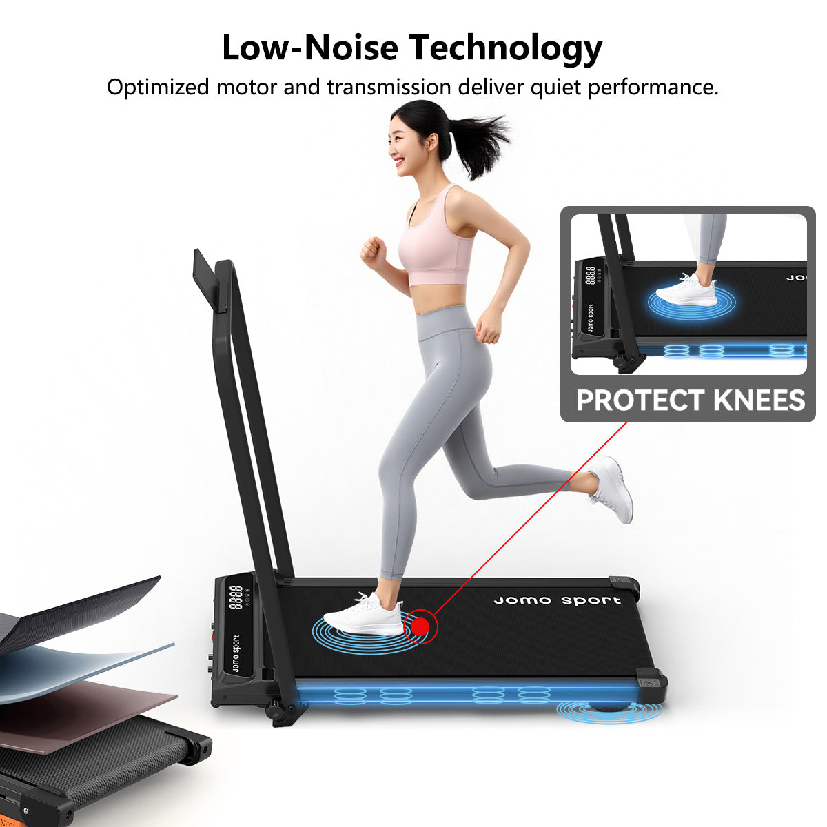 New Treadmill with Slope Design + Upgraded Shock Absorption Low Noise Indoor Treadmill